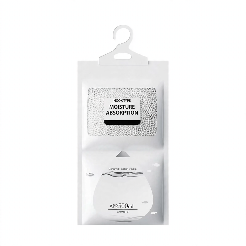 Hanging dehumidifying bag for wardrobes