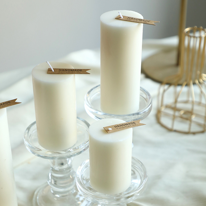 White Scented Candle Cylinder, Smooth Surface