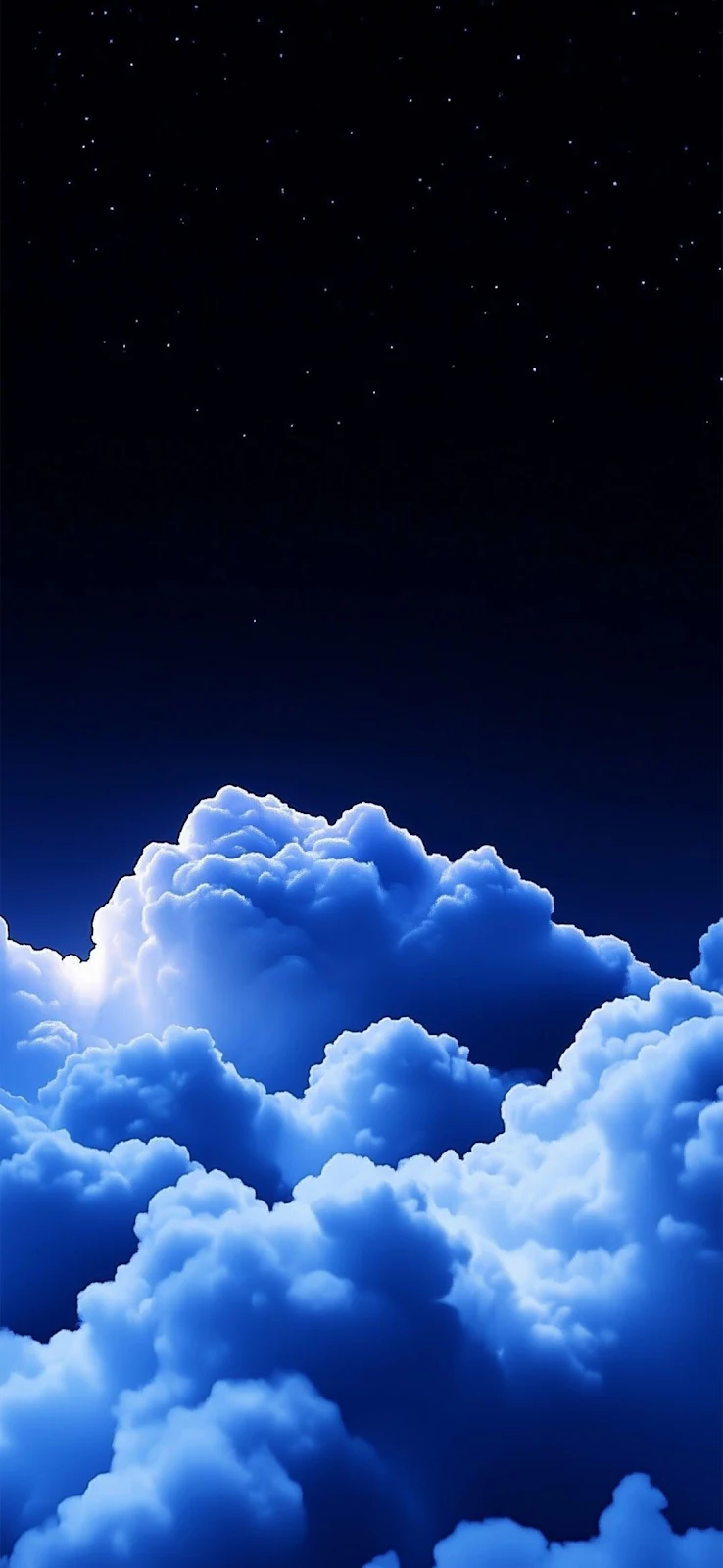 Glowing Blue Night Clouds - Digital Art Full HD iPhone Wallpaper (1080x2341)