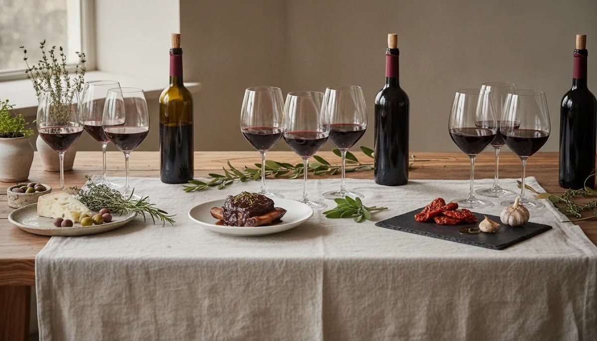 Best Tuscany wine vintages table scene showing stylistic contrast across Tuscan red wines