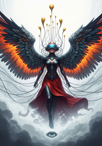 Cybernetic Angel VR Wings Ascending Digital Art