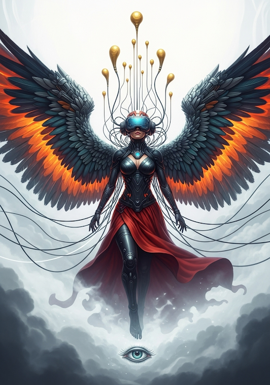 Cybernetic Angel VR Wings Ascending Digital Art