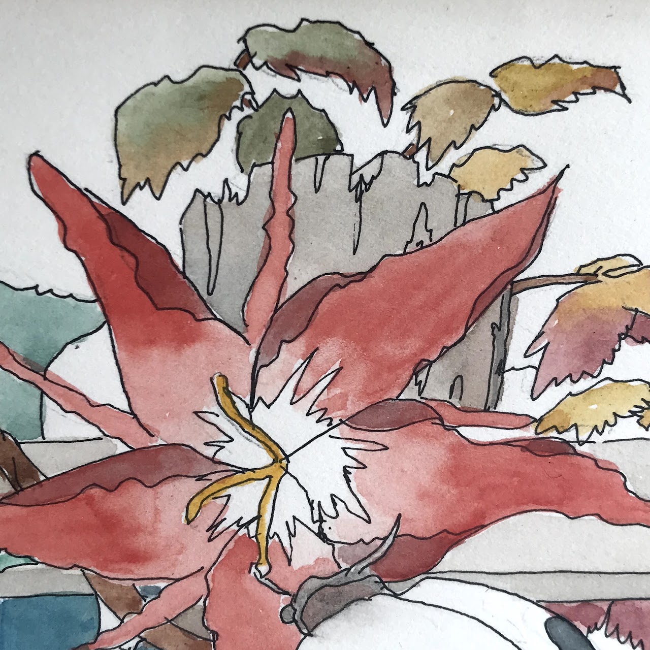 A. Foster Signed Ink & Watercolor Painting, 1973