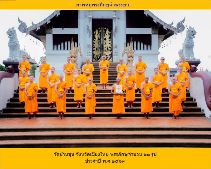 คณะพระภิกษุจำพรรษาวัดบ้านขุน 21 รูป ประจำปี 2569