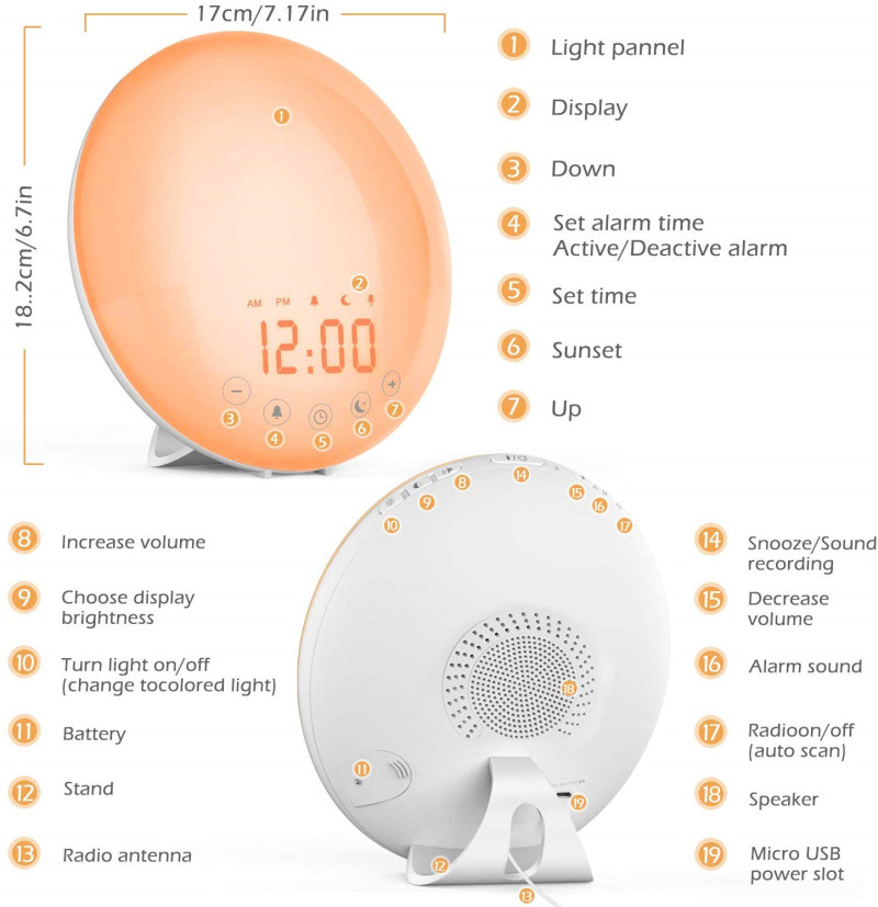 LED-Wecklicht mit FM-Radio und Farbwechsel