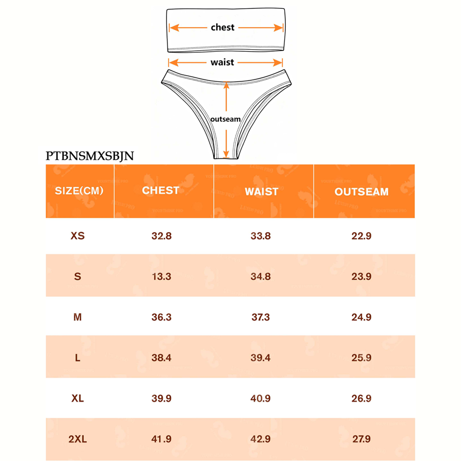 AOP PTB Strapless Bandeau Bikini for Women