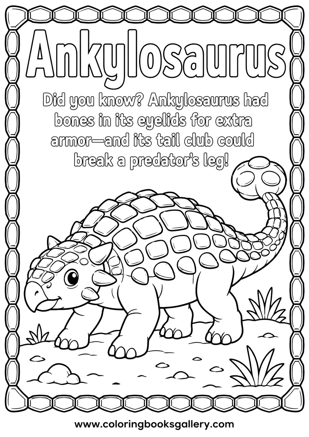 Armored Ankylosaurus coloring page – Free Printable Coloring Sheet for Kids and Adults – free coloring page for kids