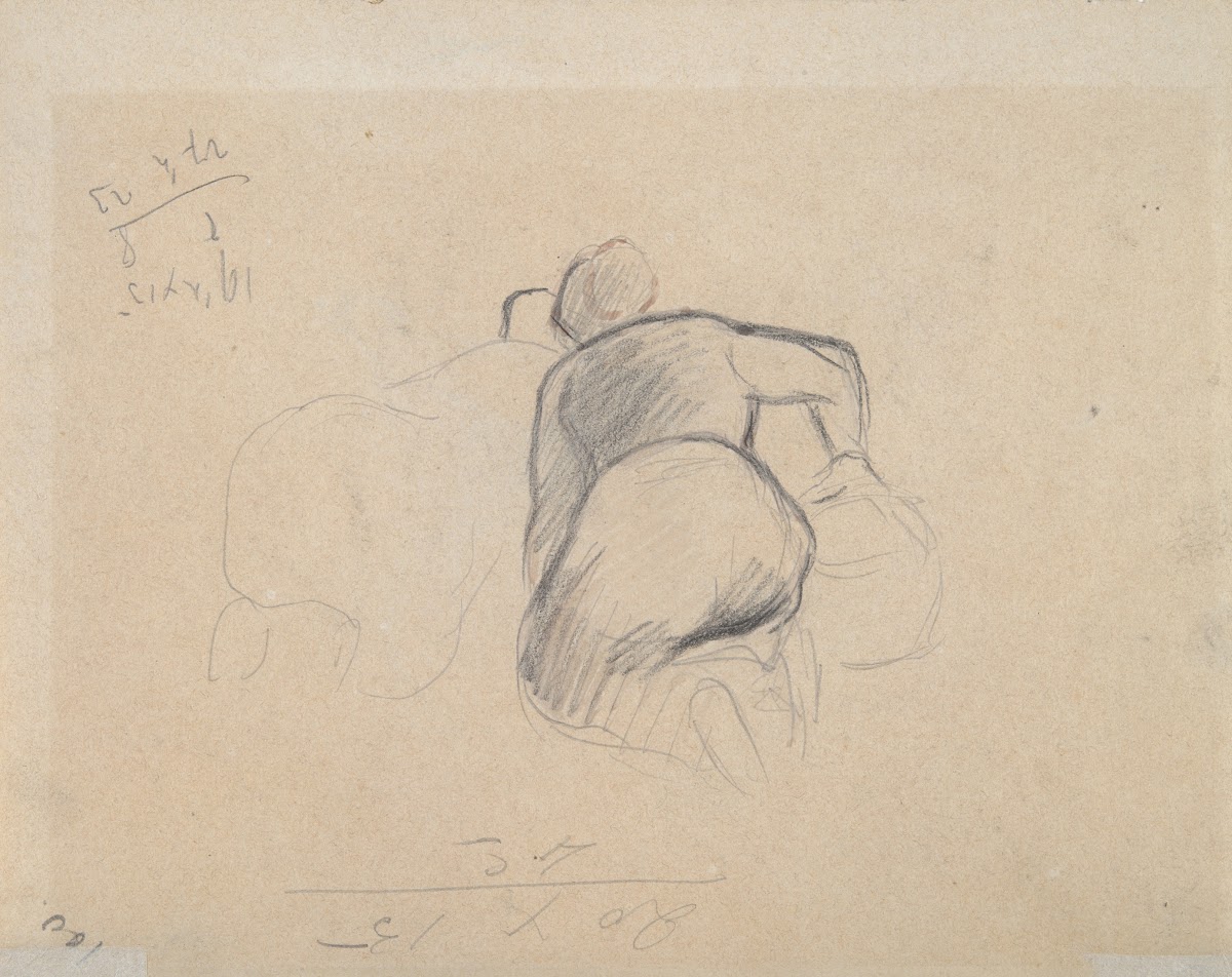 Two Farm Women Kneeling mid to late 19thcentury