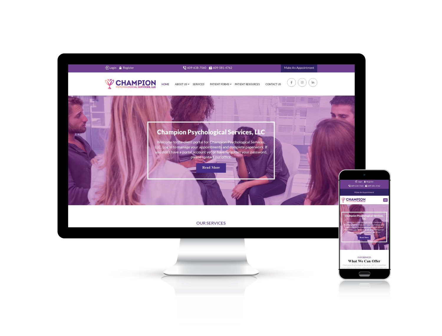 Champion Psychological Service website design portfolio project