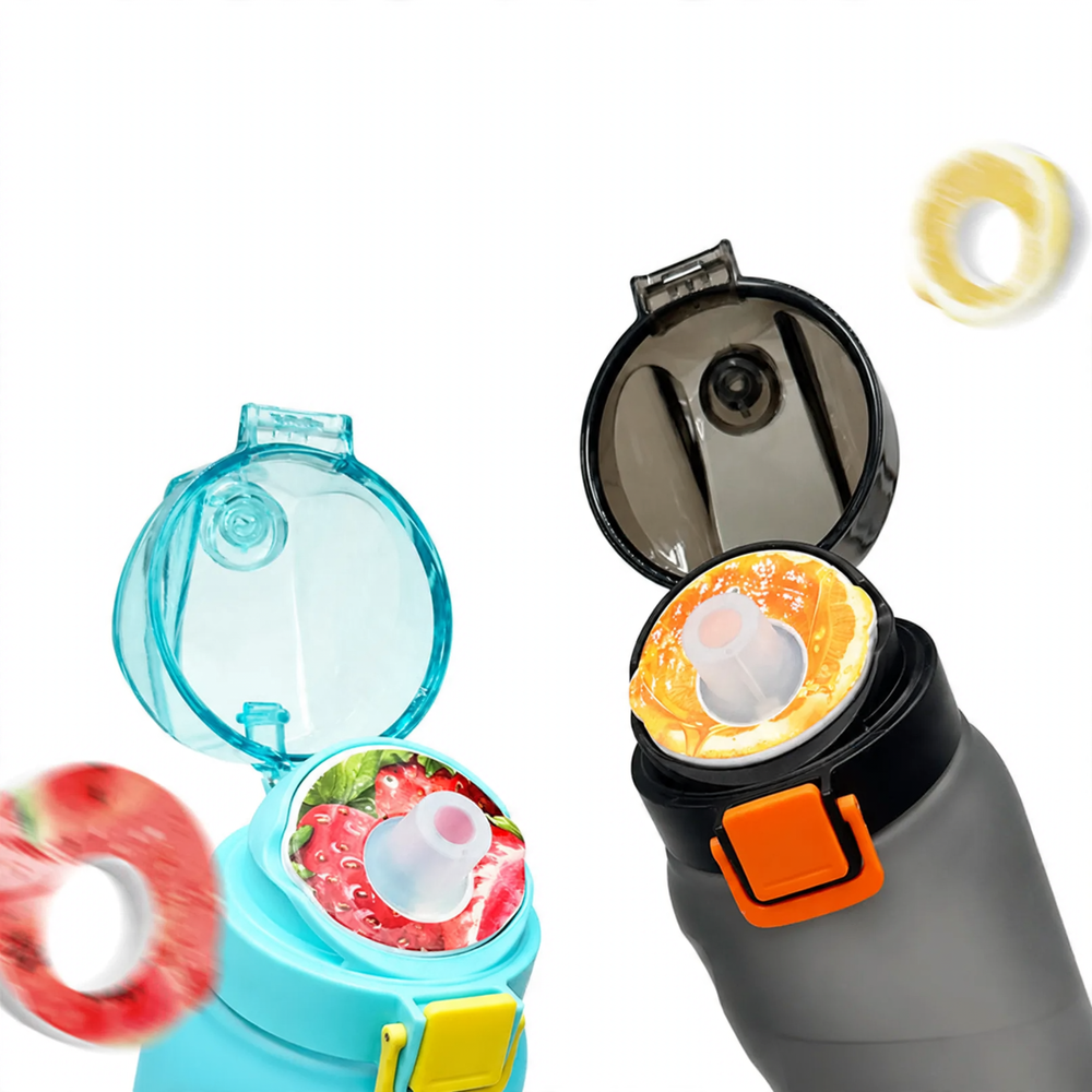 Tritan drinking bottle with flavor rings