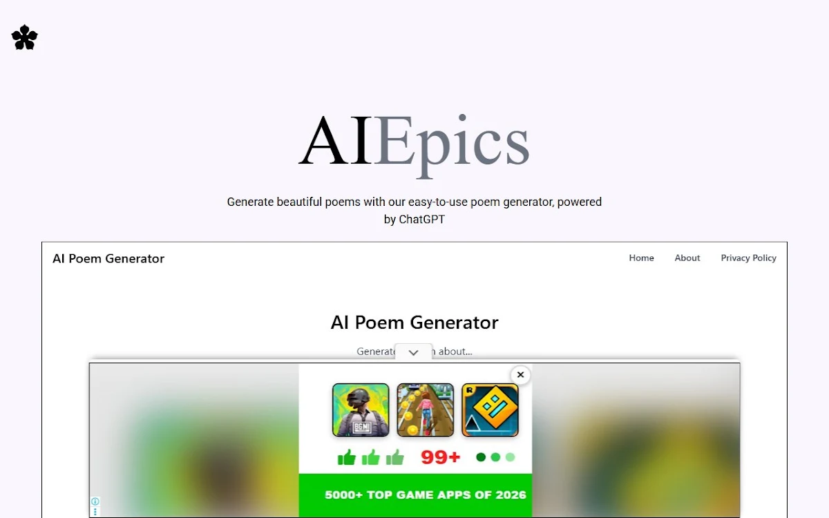 Captura de Poem Generator