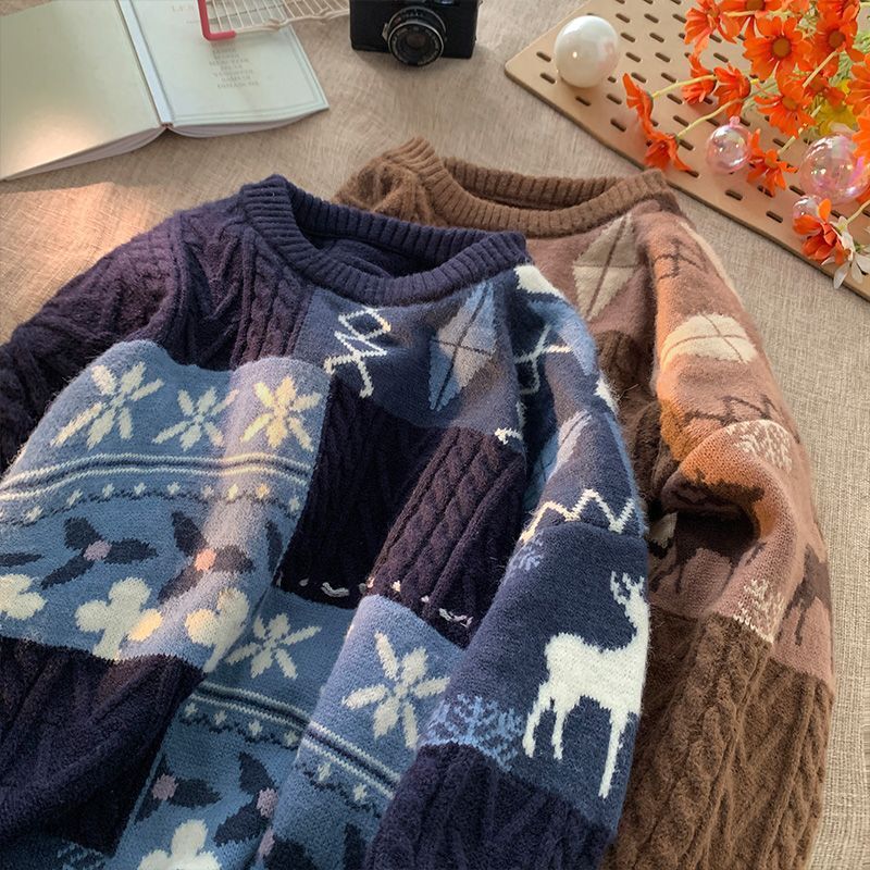 Unisex knit sweater, lined, oversized