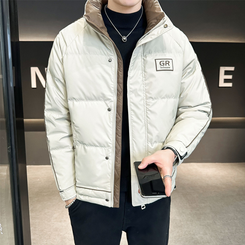 Solid-colored men's down jacket, lined