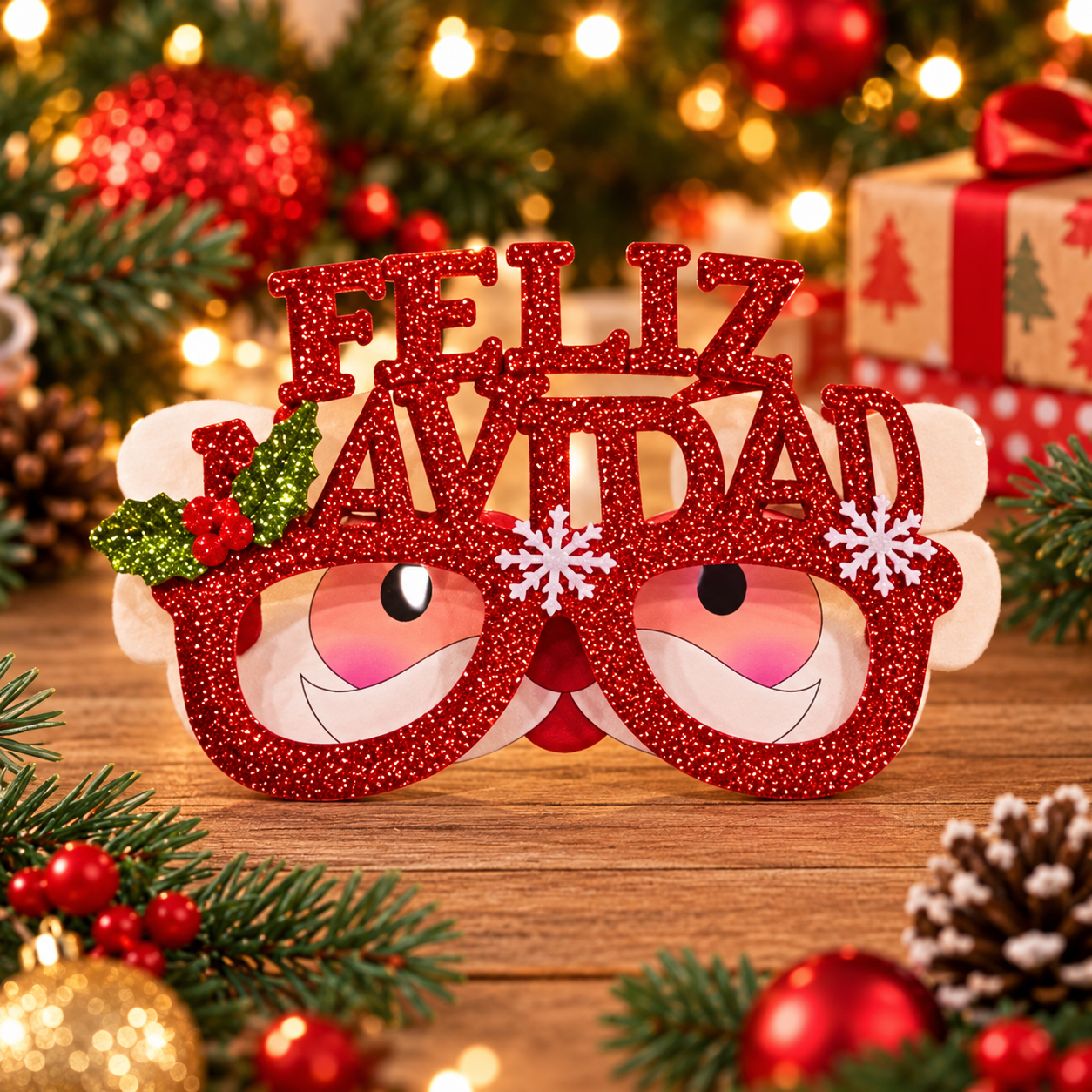 Anteojos de cotillón Feliz Navidad rojos