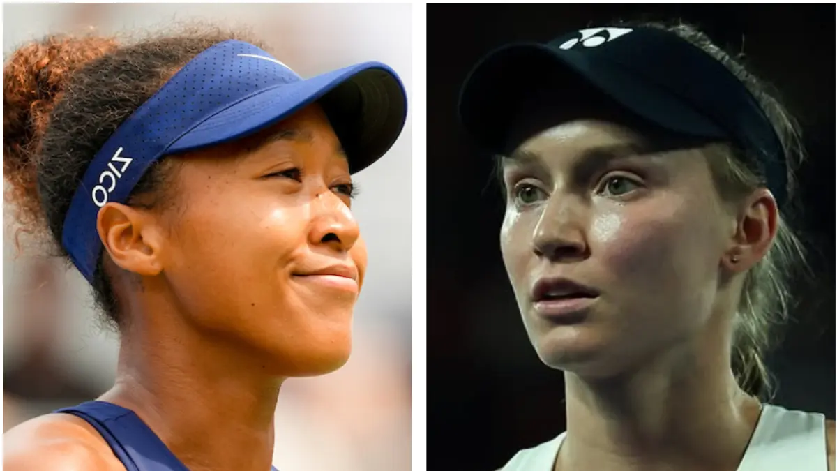 Naomi Osaka dan Elena Rybakina dalam turnamen tenis WTA 1000 National Bank Open 2026 di Toronto.