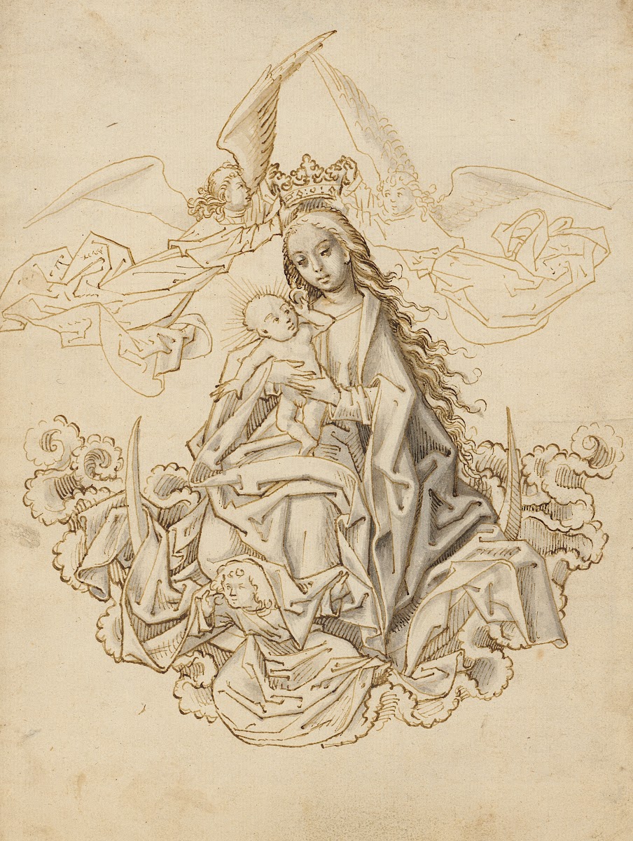 Mary on the crescent moon crowned by two angels 1500