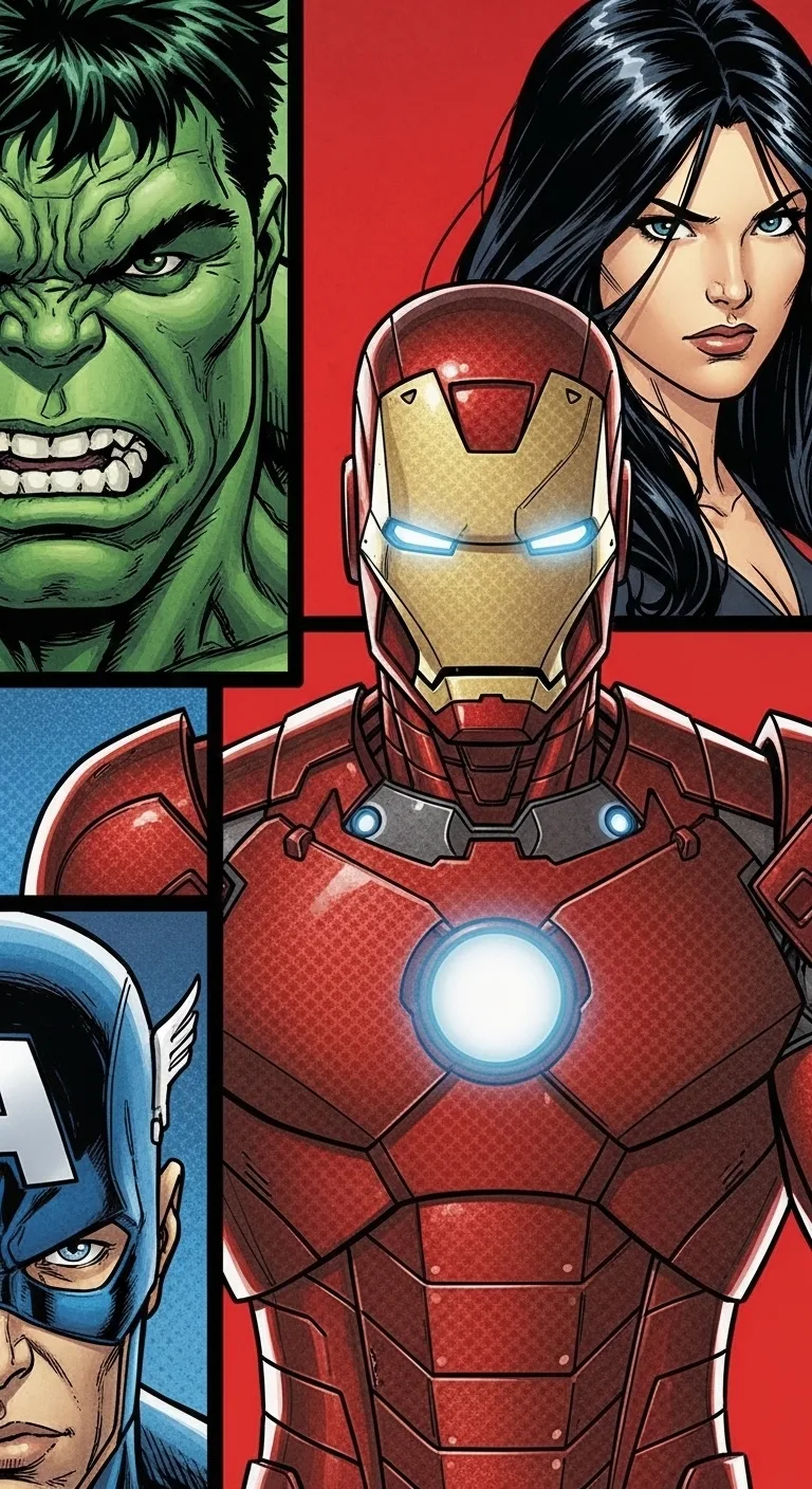 Vibrant Avengers Comic Book Style Panel Art Wallpaper - Free 4K mobile Wallpaper