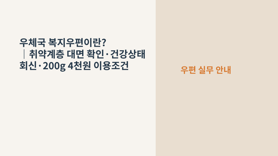 우체국 복지우편 제도와 취약계층 대면 확인 서비스를 설명하는 대표 이미지