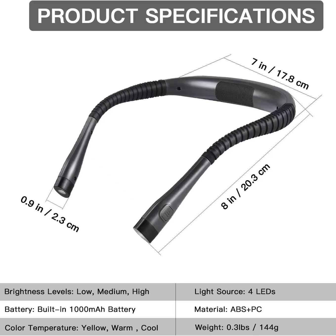 Wiederaufladbare LED-Nackenleuchte, YD-106