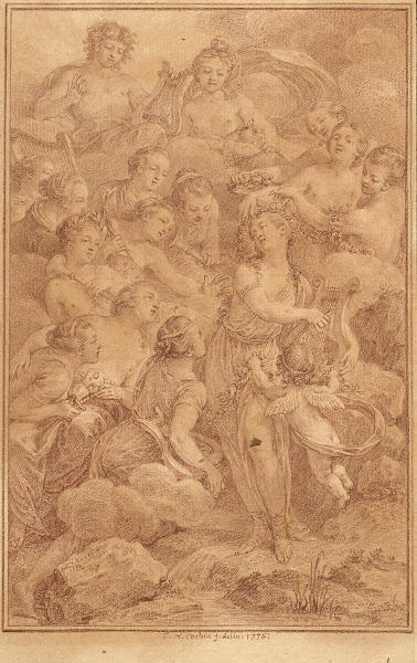 LOrigine des Grâces frontispice et Le Cortège de Bacchus
