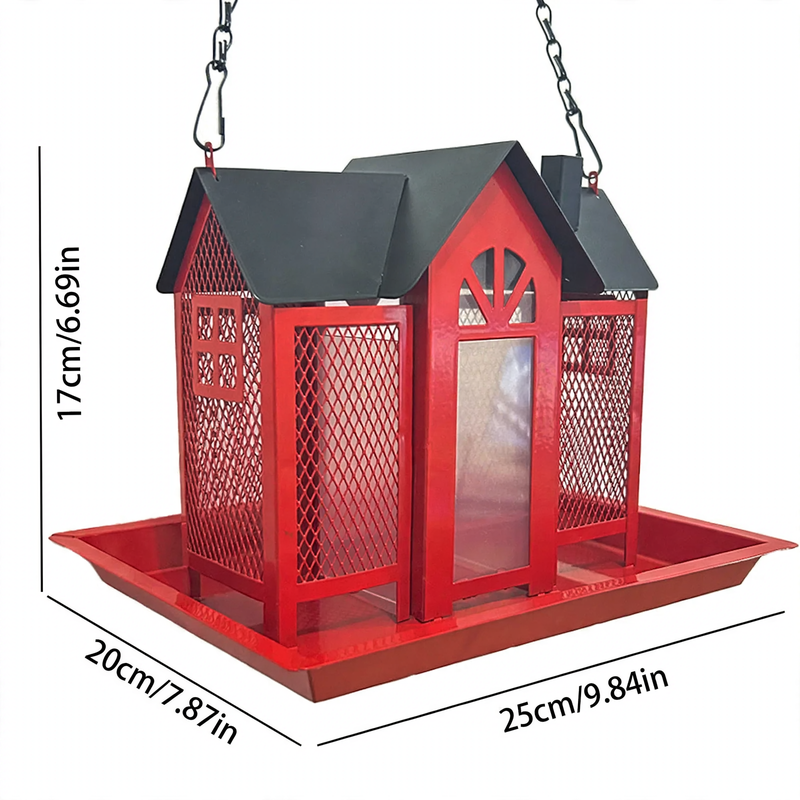 Metal Birdhouse as a Swing Feeding Station