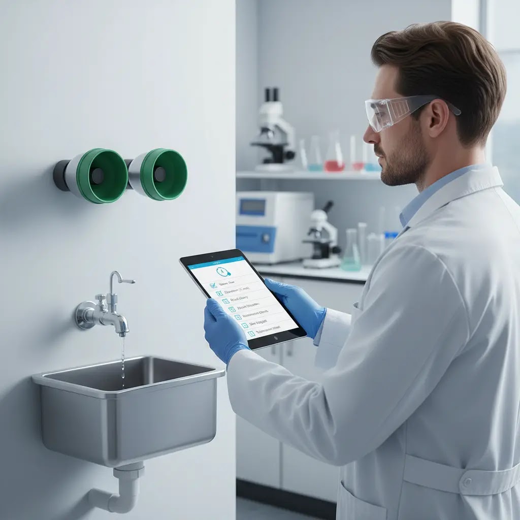 Checklist inspeksi mingguan eyewash untuk petugas laboratorium