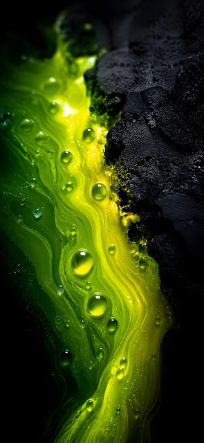 Glossy Green and Black Paint Spill Wallpaper - Free mobile Wallpaper