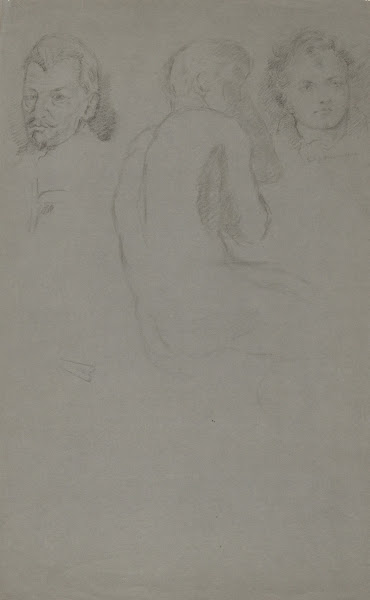 Two Portrait Studies and One Male NudeSeated