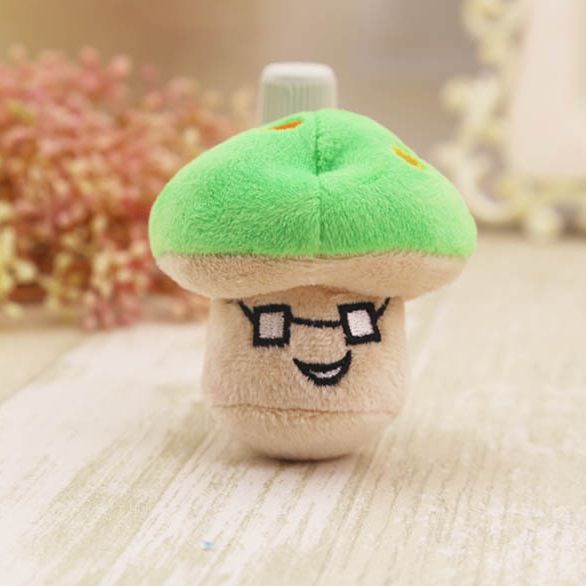 Plush cat toy with sound effect, mushroom shape