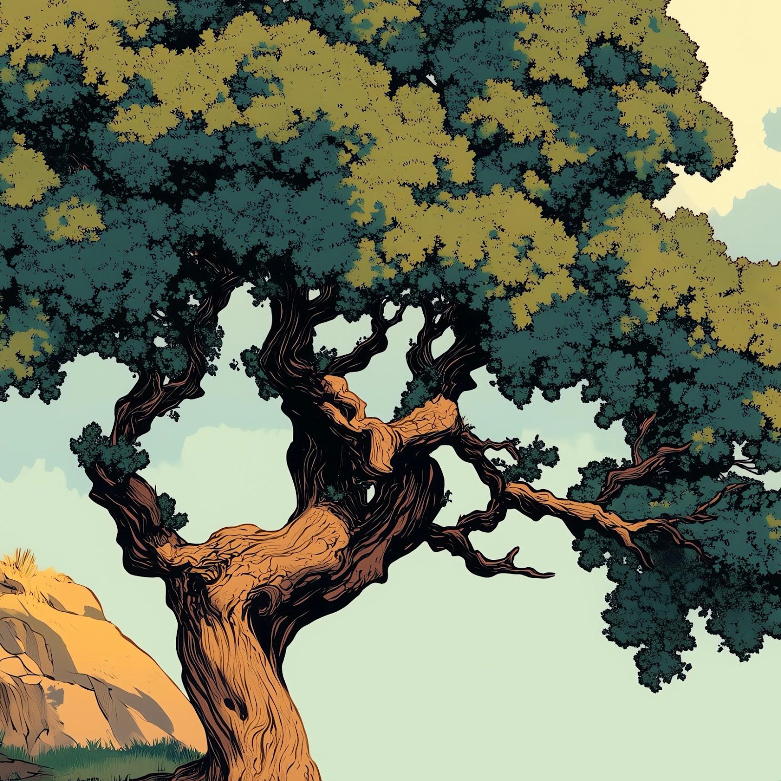 Download Ancient Oak On Sunny Hill 2K iPhone