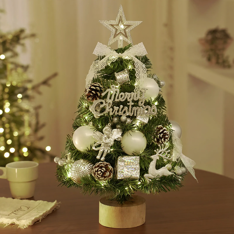Beflockter Mini-Weihnachtsbaum mit Holzsockel, 45-60 cm
