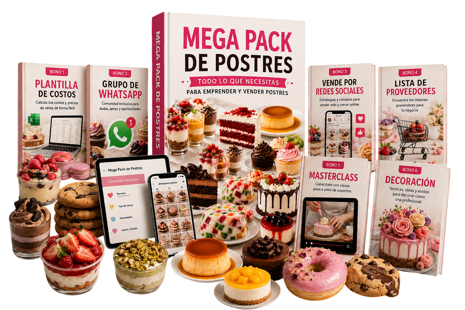 Ebook Bundle Mockup MegaPack Dulce Negocio