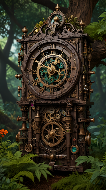 Steampunk Forest Clockwork Ornate Brass Gears Jungle Relic - Free mobile Wallpaper