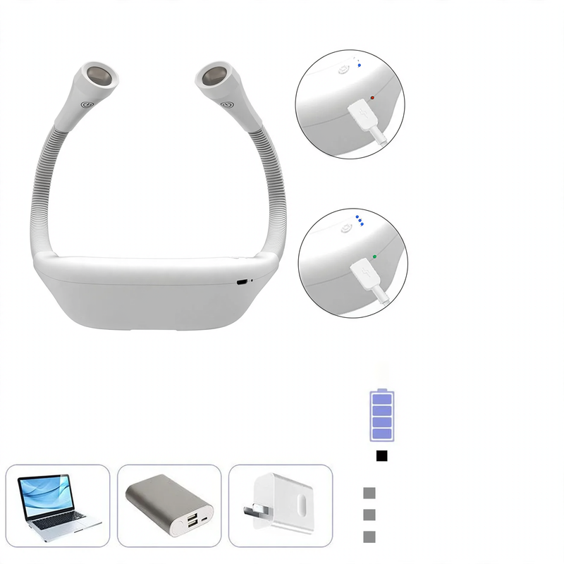 LED neck reading lamp, 2000 mAh battery, USB rechargeable