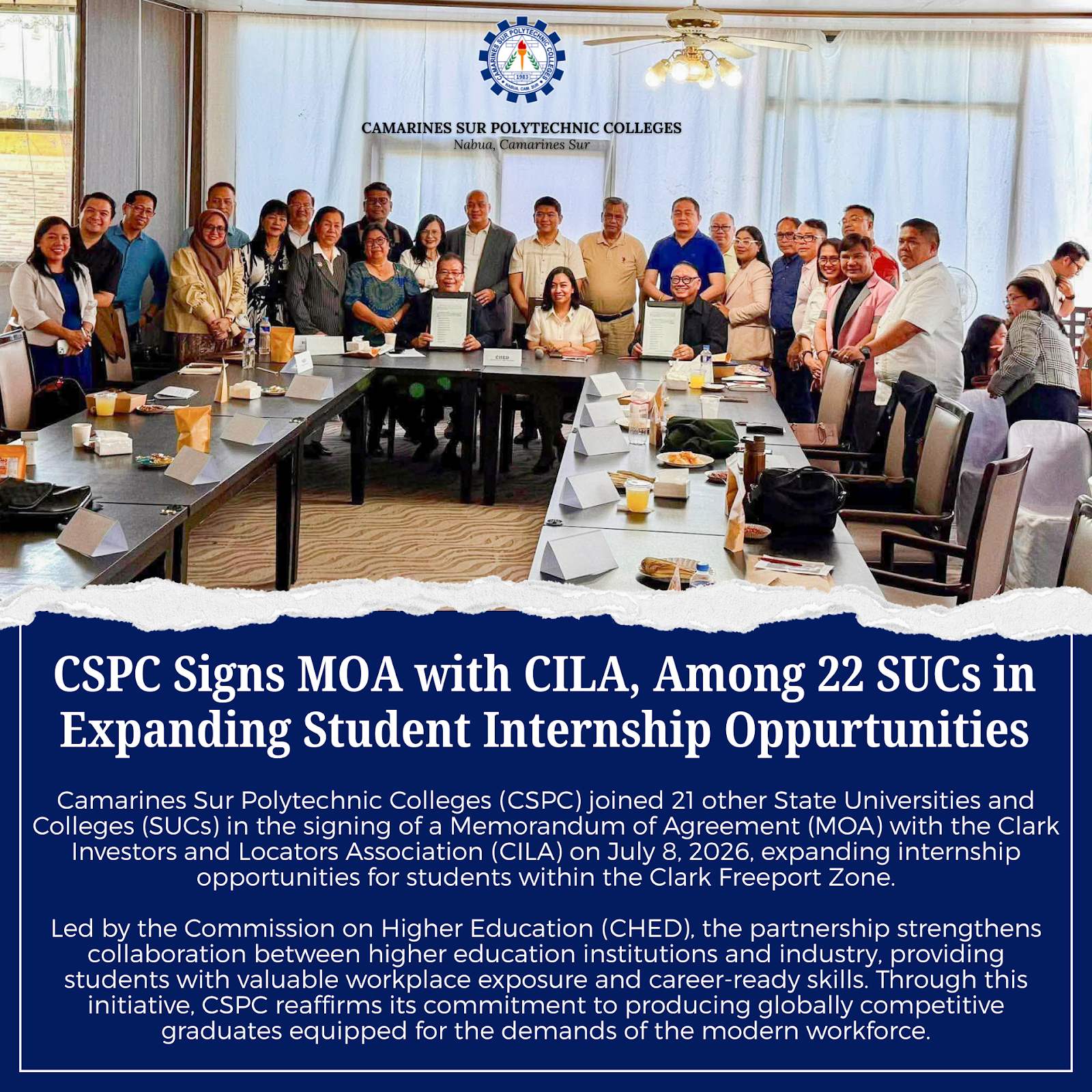 𝗖𝗦𝗣𝗖 𝗦𝗶𝗴𝗻𝘀 𝗠𝗢𝗔 𝘄𝗶𝘁𝗵 𝗖𝗜𝗟𝗔, 𝗔𝗺𝗼𝗻𝗴 𝟮𝟮 𝗦𝗨𝗖𝘀 𝗶𝗻 𝗘𝘅𝗽𝗮𝗻𝗱𝗶𝗻𝗴 𝗦𝘁𝘂𝗱𝗲𝗻𝘁 𝗜𝗻𝘁𝗲𝗿𝗻𝘀𝗵𝗶𝗽 𝗢𝗽𝗽𝗼𝗿𝘁𝘂𝗻𝗶𝘁𝗶𝗲𝘀