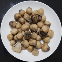 Cà chua bỏ cuống cắt miếng. Cắt nhỏ hành boa rô rồi cho vào chảo phi thơm rồi cho cà chua vào. Nấm rơm làm sạch.