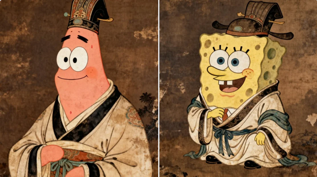 Pintura al óleo de alta definición de una estrella Paidu con atuendo de la dinastía Tang.