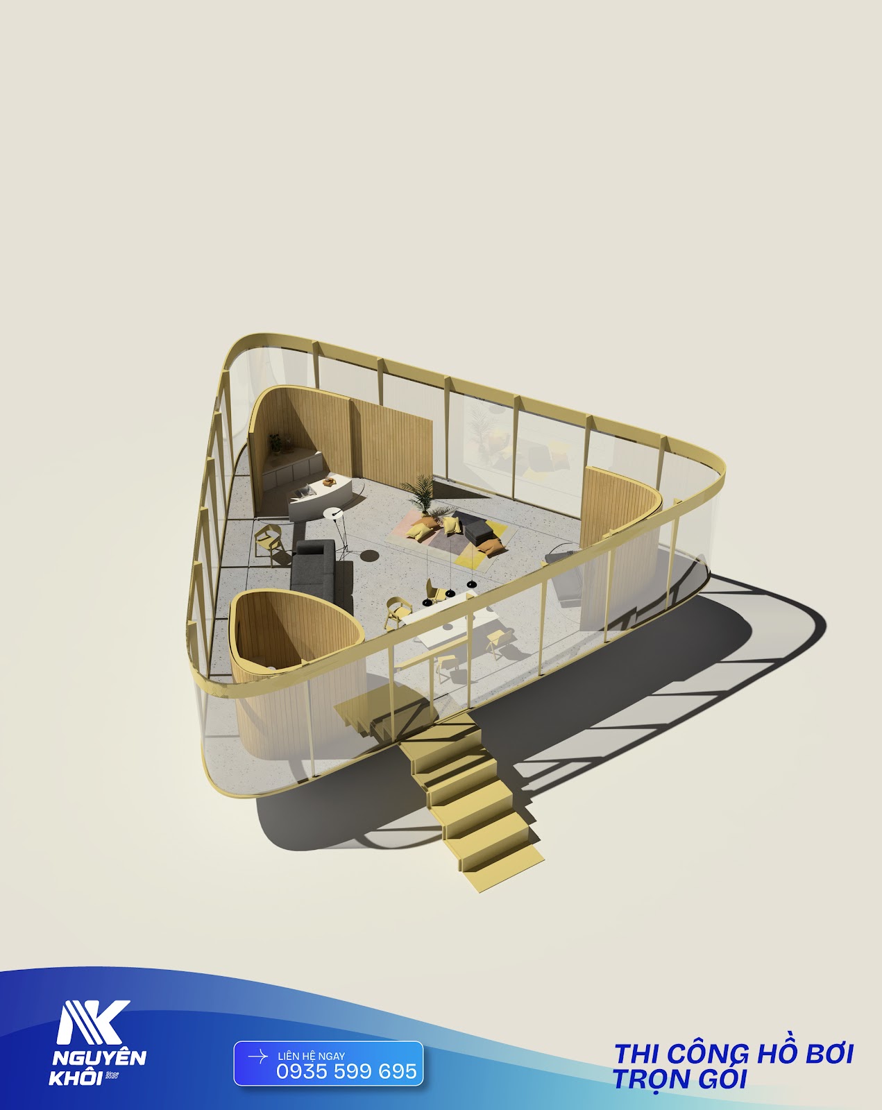 Hồ bơi sân thượng hoàn thiện đẹp