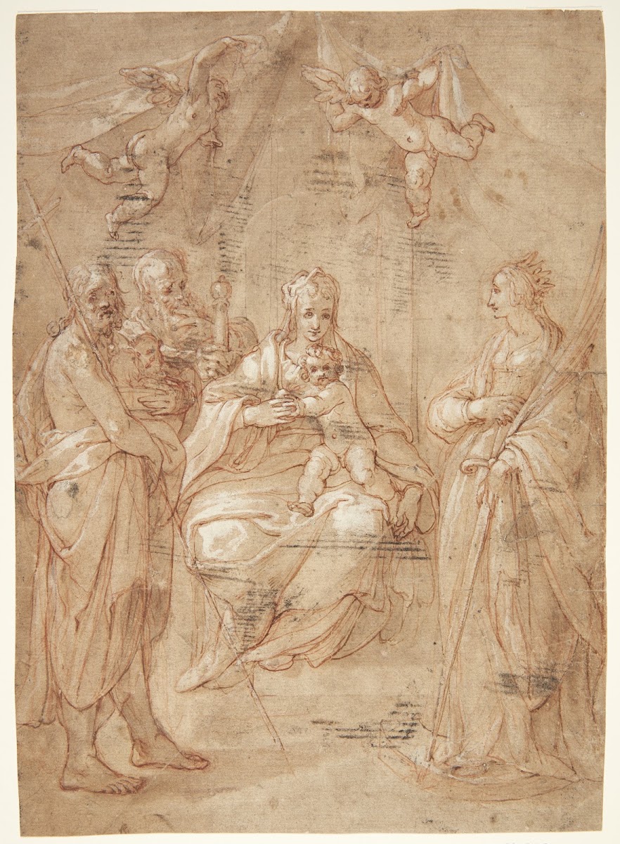Madonna med barnet ved siden 1596