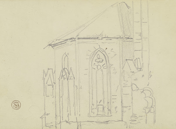 Außenansicht eines gotischen Kirchenchors 1872