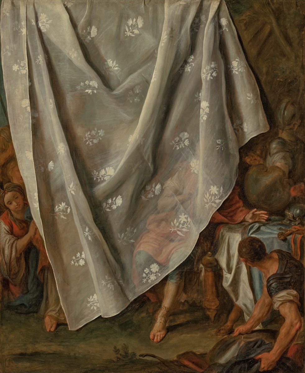 The Meeting of Alexander the Great and Roxana behind a trompe loeil curtain