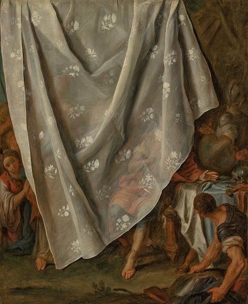 The Meeting of Alexander the Great and Roxana behind a trompe loeil curtain