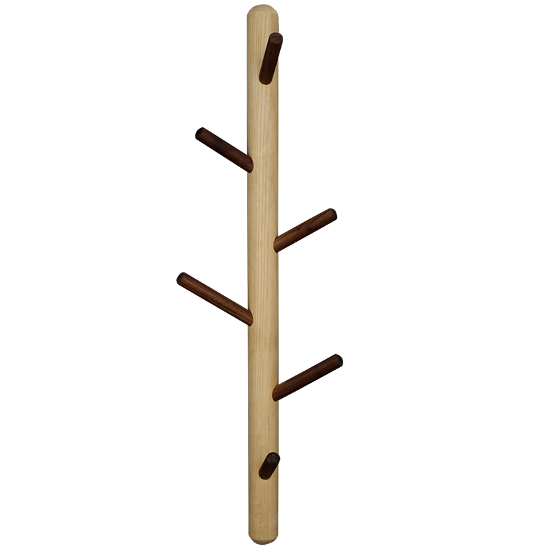 Wooden wall coat rack in tree shape, Nordic design