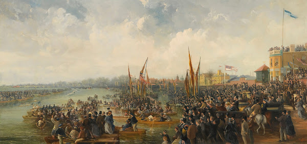 The Finishing Line Of The Oxford And Cambridge Boat Race At Mortlake