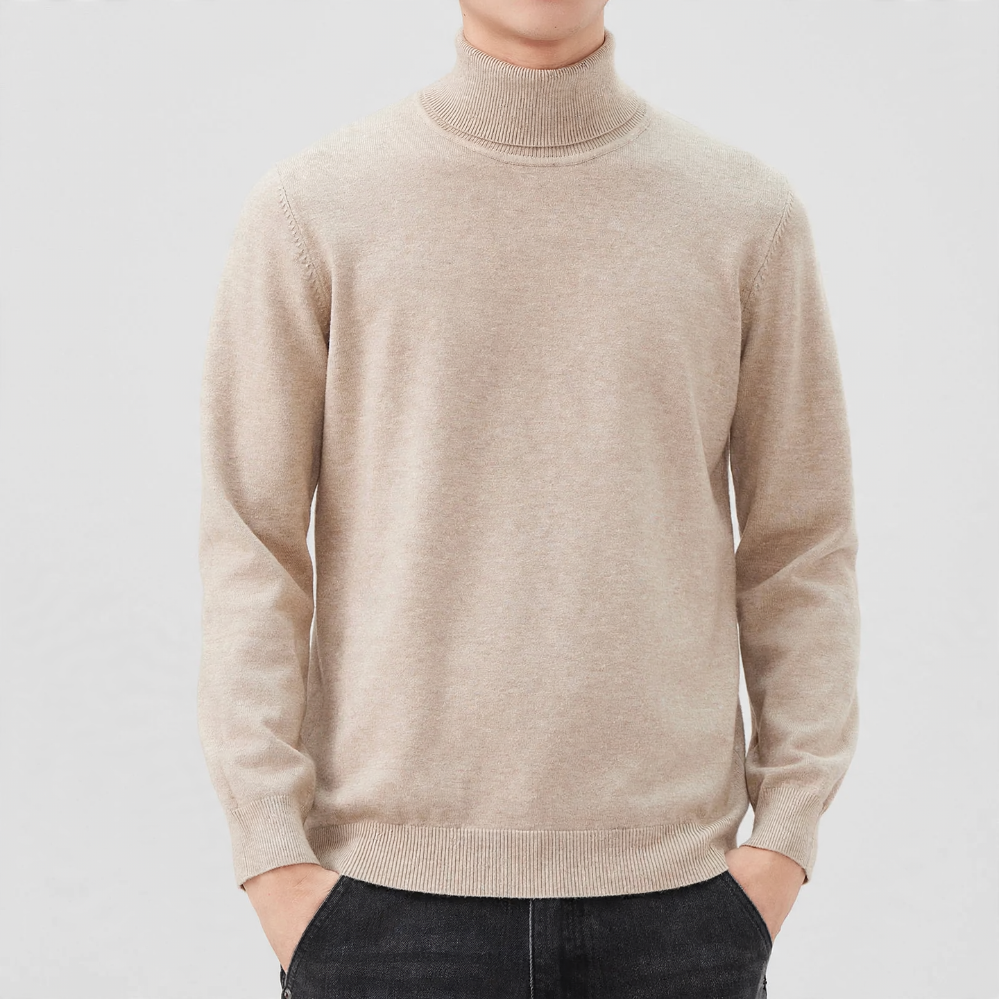 Men's Wool Blend Sweater with Round Neck