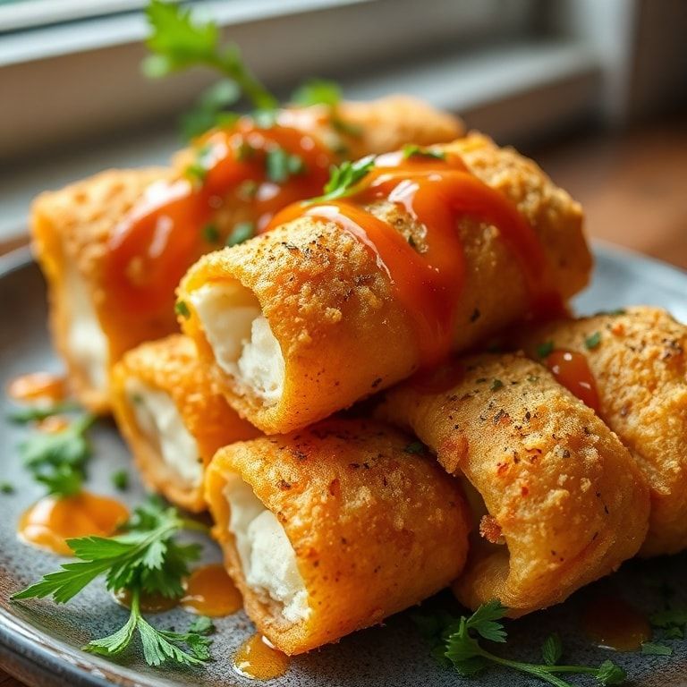 Crispy Oven-Fried Feta Rolls with Spicy Honey Drizzle: Quick & Crispy Appetizer finished