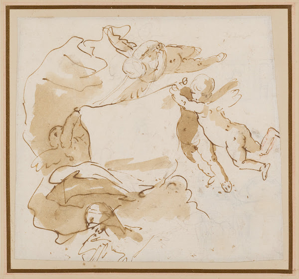 Putti Floating a Banner 18th century