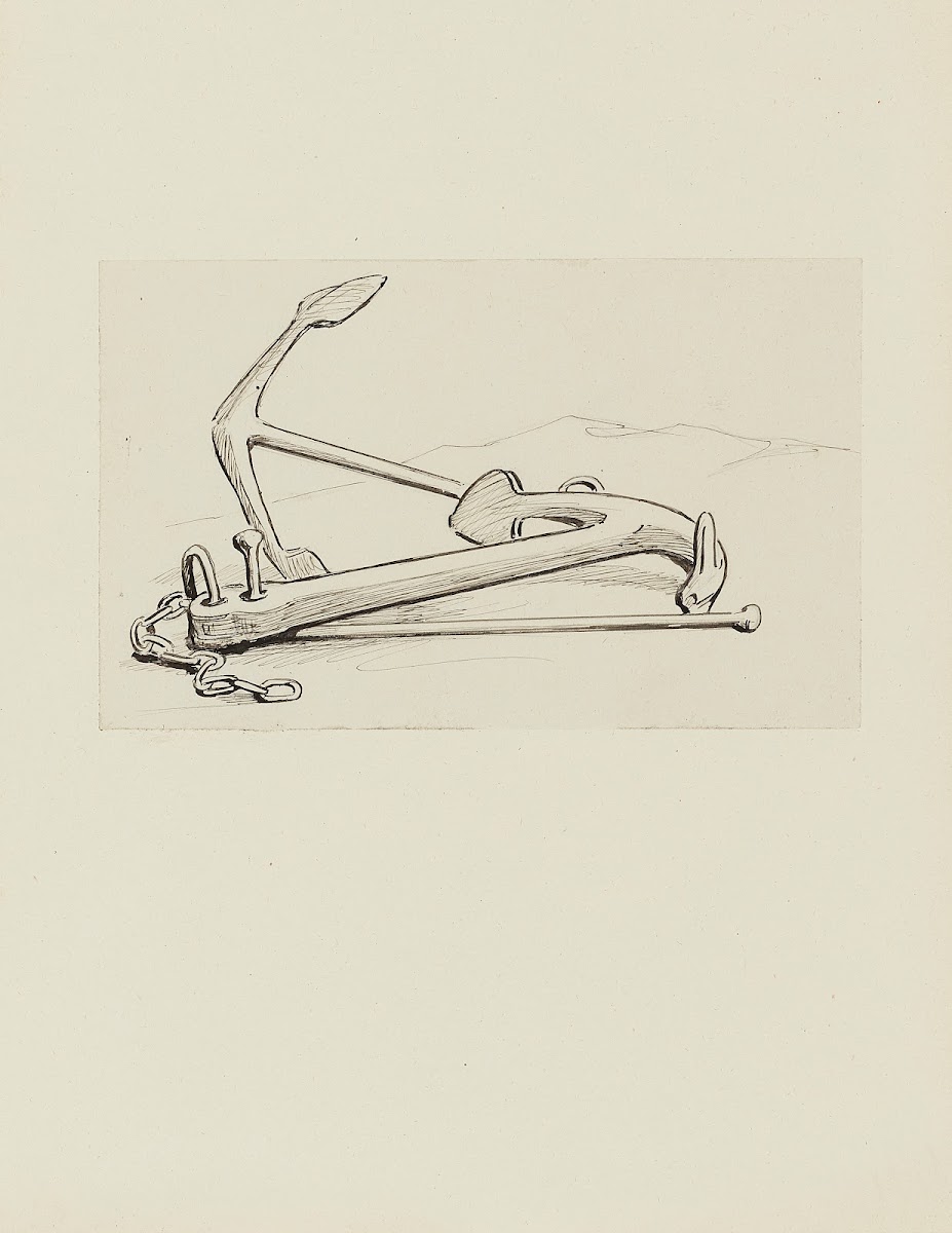 Deux ancres  dessin non utilisé 1920 1921