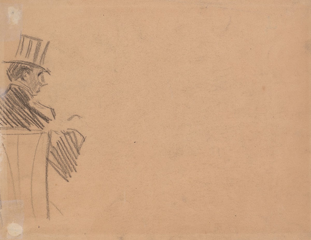 Right Profile of Man Wearing Tall Hat late 1800s