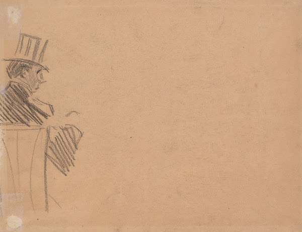 Right Profile of Man Wearing Tall Hat late 1800s